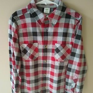 Boys' Long Sleeve Plaid Button Down Shirt Size 7